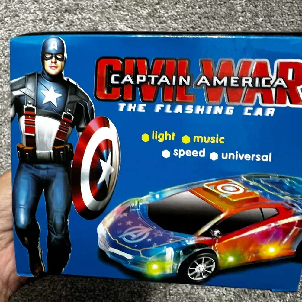 Captain America Civil War Flashing Lights Toy Car Blue Red
